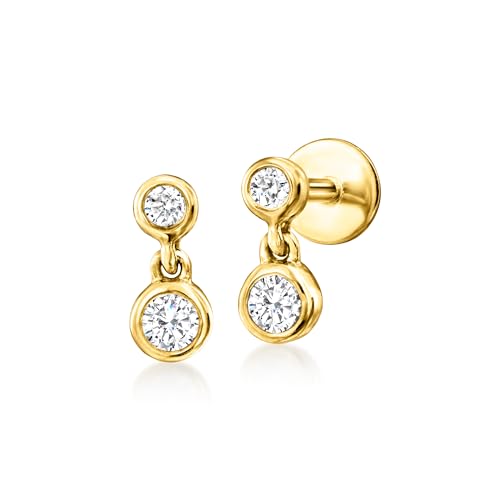 Pure Collection by Ross-Simons 0.10 ct. t.w. Diamond 2-Stone Flat-Back Stud Earrings in 14kt Yellow Gold