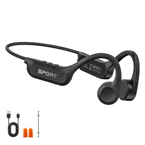 Yorlu Bone Conduction Headphones Open Ear Bluetooth 5.4 Headset with Mic 10H Playtime Lightweight Secure Fit Earphones IPX6 Waterproof Bluetooth Headphones for Running Cycling Gym
