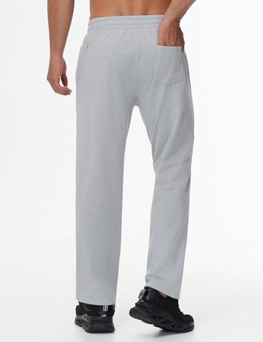Image of baleaf Men's Fleece Lined Water Resistant Pants Winter Thermal Sweatpants with Zipper Pockets Warm Open Bottom