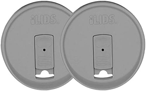 iLIDS Mason Jar Drink Lid, Wide Mouth, Gray, Pack of 2
