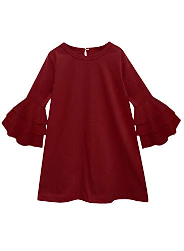 Image of A.T.U.N. (ALL THINGS UBER NICE) Girls Cotton A-Line Knee Length Long Sleeve Casual Dress