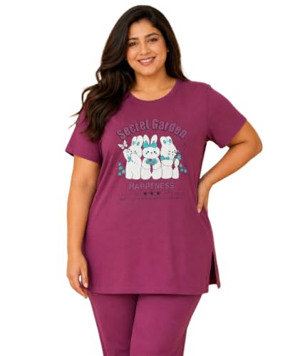 Image of In Love Women's Plus Size Longline T-Shirt with Side Pocket, 3 /4 Sleeve, Crew Neck