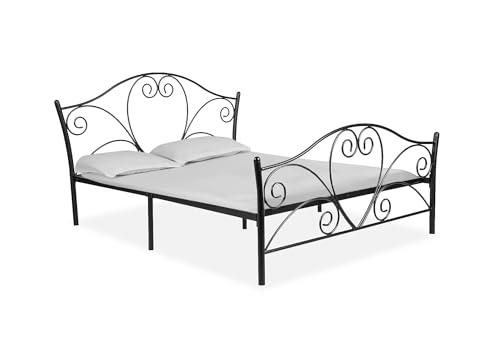 Image of APRODZ Iron King Size Bed Without Storage | Wrought Iron King Size Cot | Double Bed King Size for Bedroom with Headboard and Footboard Without Mattress (78X72 Comforta)