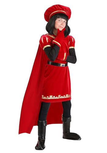 Kids Lord Farquaad Costume | Halloween Shrek Villain Outfit Includes Tunic With Cape, Wig, Hat, and Accessories