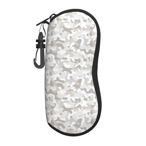 TZTTZT - Funda para anteojos de sol de camuflaje gris claro, funda de lectura con gancho, funda de neopreno suave y ligera con cierre para mujeres y hombres
