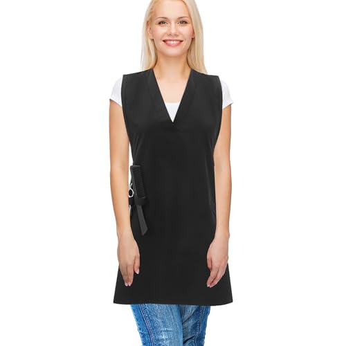 GALPADA Mesh Back Apron Household Apron Stylist Apron Cooking Apron Hair Apron Kitchen Apron Sleeveless Apron Smock Barber Apron for Women Hair Cutting Apron Hairdresser Apron Silk Black