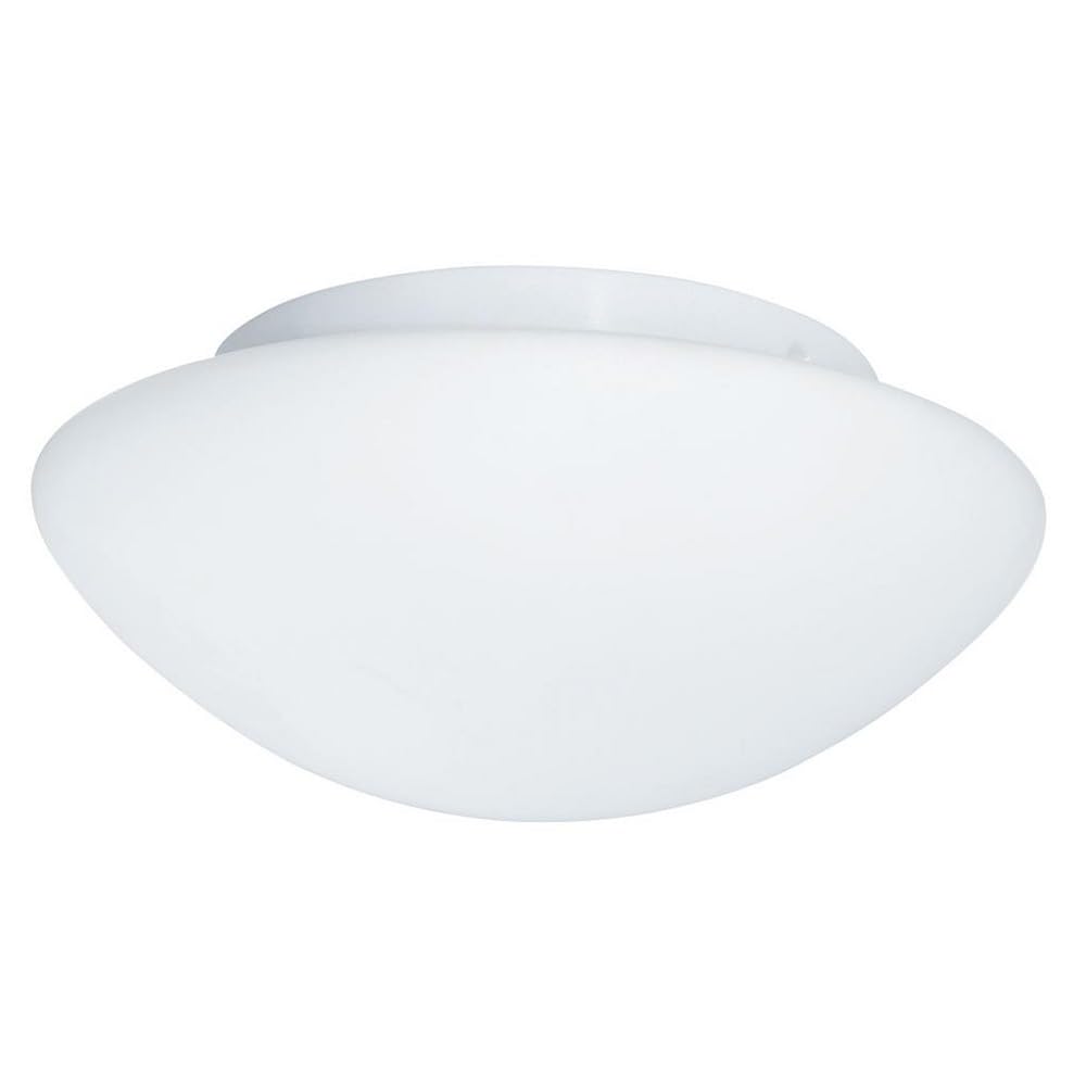 Britalia White Metal & Opal Frosted Glass Bathroom Vintage Round Dome Flush Ceiling Light | 28cm Diameter | 2 x ES E27 Lamp Bulbs Required | IP44 Rated | Suitable for Outdoor Use
