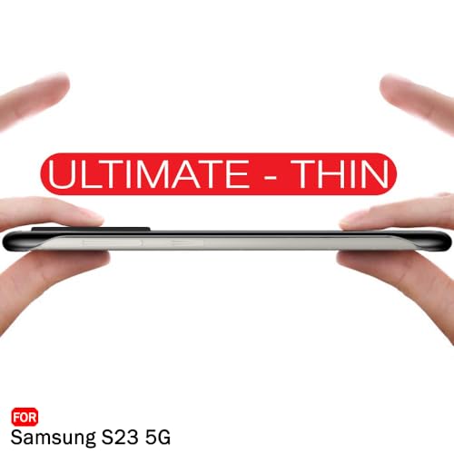 Image of TheGiftKart Hybrid Ultimate Slim Back Case Cover for Samsung Galaxy S23 5G | Camera & Screen Protection | Frosted Matte Translucent Hard Back Cover for Samsung S23 5G (PC & TPU, Black Bumper)