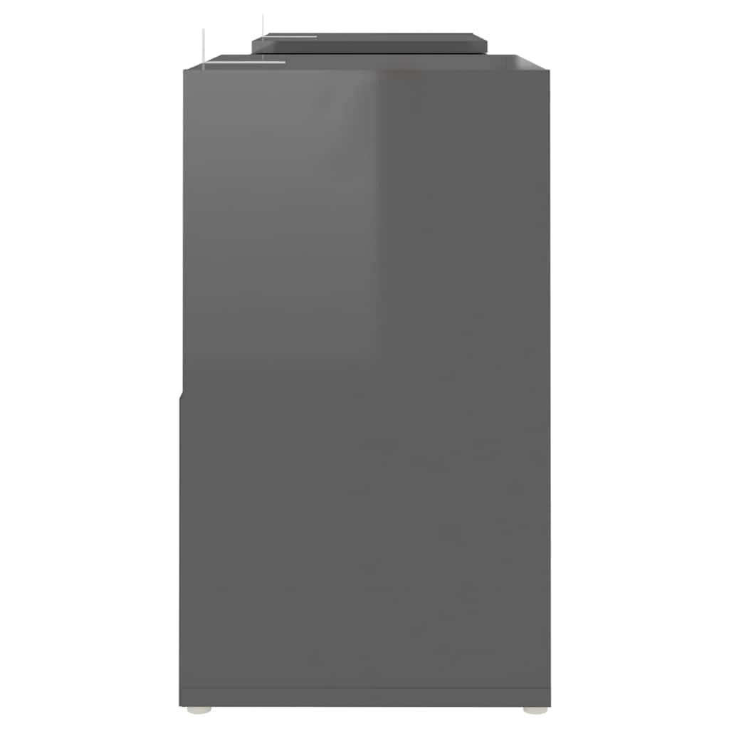 Hothingwell Szafka pod telewizor szara błyszcząca 104x30x52 cm drewno