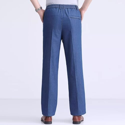 Mens Relaxed Fit Jeans Casual Elastic Waist Boot Cut Jeans Straight Leg Flex Waist Jean with Pockets3