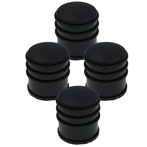 HRB Türstopper Edelstahl hoch massiv 4 Stück- Schwerer Türstopper Boden mit modernen Design Door Stopper versehen mit Gummiring zum Schutz der Türen (Schwarz)