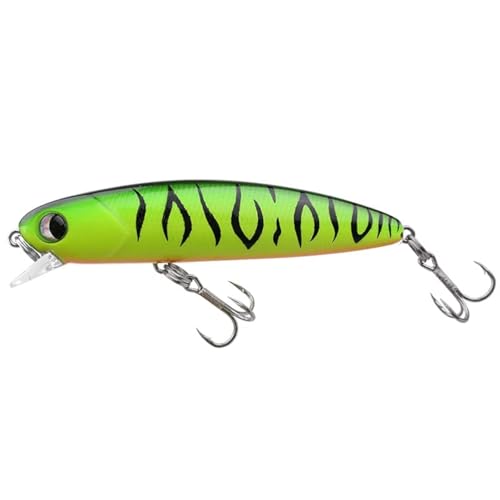 FishingLady | Señuelo sumergible (cebo artificial) 80 mm/13 g, especialmente para pesca de peces depredadores en lucioperca, lucio, perca y trucha (tigre amarillo verde).