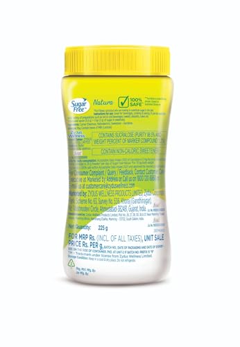 Sugar Free Natura - 225g Jar | Equivalent to Sweetness from 2.25Kg Sugar |100% Safe| Scientifically Proven & Tested|Tastes like Sugar but with zero calories|