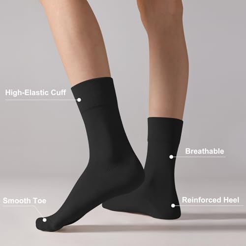 Womens Viscose Bamboo Crew Socks Casual Calf Thin Dress Socks Soft Above Ankle Sock 3-5 Pairs3