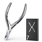 Cuticle Trimmer 3/4 Jaw Extremely Sharp Cuticle Nippers Scissors Stainless Steel Clippers Cutter Remover Pedicure Manicure Nail Tool, opove X7, Space Gray