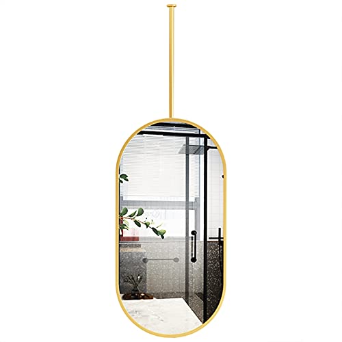 HLYT-0909 Oval Techo Colgando Espejo, Home Gold Creative Decorative Mirror Vanity Maquillaje Espejo para baño Sala de Estar con Marco de Metal y Espejo de Vidrio de Pared (Size : 50cmx70cm) Cover