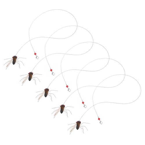 TOYZFRIENDY Recambios de Varitas para Gatos Forma de Insecto Realista, 5 Unidades, Accesorio Interactivo para Juguetes de Cuerda Larga, Juguete para Gatos de Interior, Enriquecimiento