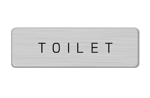 nX} hAv[g ^v[g hATC Aluminum Door Sign Vv \D TOILET Silver/Black