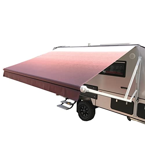 ALEKO Automatic Retractable RV Awning| 10' W x 8' L Motorized Crank Camper Awning| Vinyl Water Resistant Canopy, UV Protection Sun Shade for Trailer, Motorhome, Travel Trailer| Burgundy Fade -  RVAWM10X8BUR25