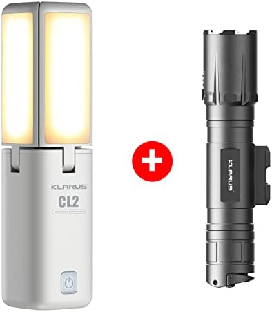 Klarus CL2 10400mAh Super Large Capacity Camping Lights, Freefolding Rechargeable LED Camping Lantern and klarus GL4 3300 Lumens USB C Rechargeable Tactical Light, Rail Mounted Compact Rifle Light