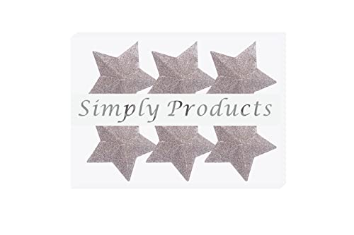 Pack of 6-8cm 3D Glitter Star Baubles Christmas Tree Decorations (Rose Gold) - Image 4