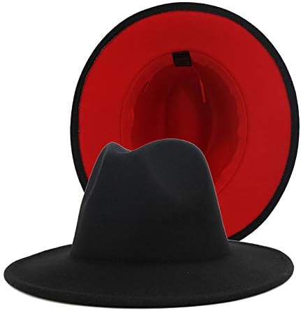 Clecibor Colorful Fedora Hats for Women,Winter Hats,Vintage Panama Hat,Wide Brim Woolen Hat Black Size L