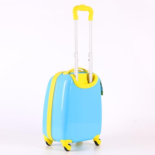 Universal Minions Licensed 18" Kids Luggage with Reusable Stickers, Carry On Travel Suitcase with 4 Wheels, Lightweight Toddler Trolley, Durable ABS Hardshell, Anti-Theft Zipper, Telescopic Handle