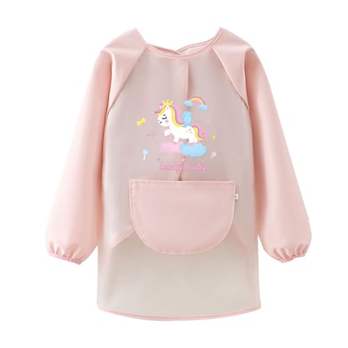 LdawyDE Bata Pintura Niños, Delantal Impermeable Babis Escolares con Mangas y Bolsillo para Niños de 6 a 10 Años para Manualidades, Dibujar y Juegos - Fácil de limpiar y lavable a máquina 🔥