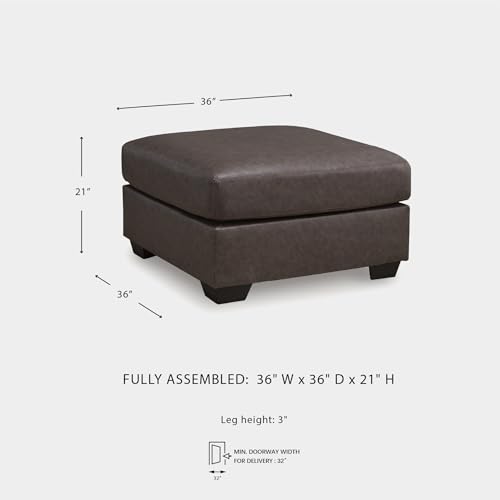 Image of Signature Design by Ashley Oversized Square Faux Leather Ottoman, Brown