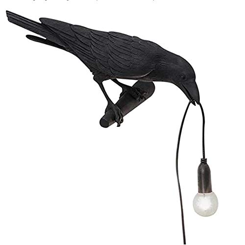 Image of NorDiem Crow Wall Lamp, Unique Gothic Raven Birds Wall Sconce Light for Bedside Bedroom Living Room Farmhouse Decor (Left Black Wall Lamp)