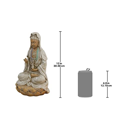 Design Toscano EU1017 Guan-Yin Patroness Of Compassion Seated On Lotus Asian Decor Indoor/Outdoor Garden Statue thumb #9