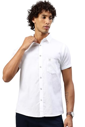 Image of Majestic Man Men Slim Fit Pure Cotton Solid Half Sleeve Casual Shirt