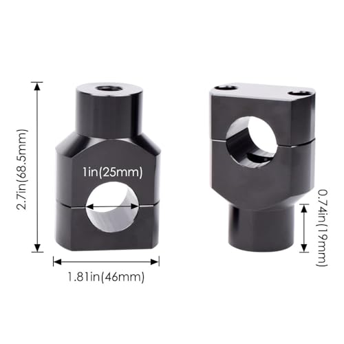 Riser de manillar de motocicleta de 25mm en aluminio negro para elevación y soporte de barra 4