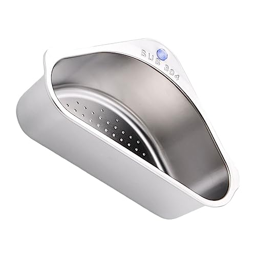 EXAOMBLE ステンレス製三角形吸盤式シンクストレーナー 多目的水切りバスケット 抗滑り設計で設置簡単 台所用排水ラック 食器や野菜の乾燥