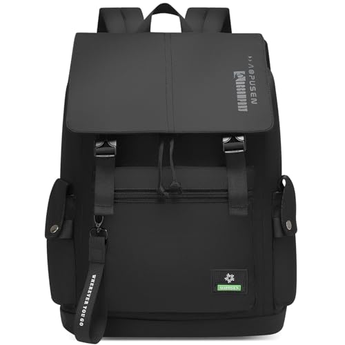 35L Large Capacity Lightweight Casual Backpack for Men Women,Water Resistant Durable Daypack fit 17.3inch Laptop Compartment for Travel,Hiking,Work(Black)