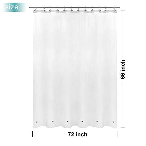 Image of Mrs Awesome Short Shower Curtain Liner with 6 Magnets 72 x 66 inch Frosted Thick PEVA Waterproof Plastic Shower Curtain 72x66, Frost