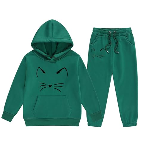 Conjunto infantil de sudadera con capucha y pantalón animado cálido para niñas para invierno