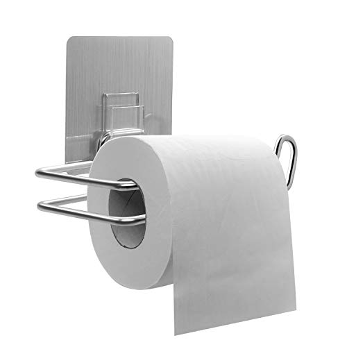 CLOFY Porte Papier Toilette Salle de Bain, Auto-Adhésif Porte Rouleau Papier Toilette Mural en 304 Acier Inox Pour Salle de Bain WC - Sans Perçage Ni Vis