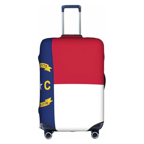 North Carolina State Flag Print Travel Elastic Suitcase Luggage Baggage Cover Protector, Washable And Anti-Scratch