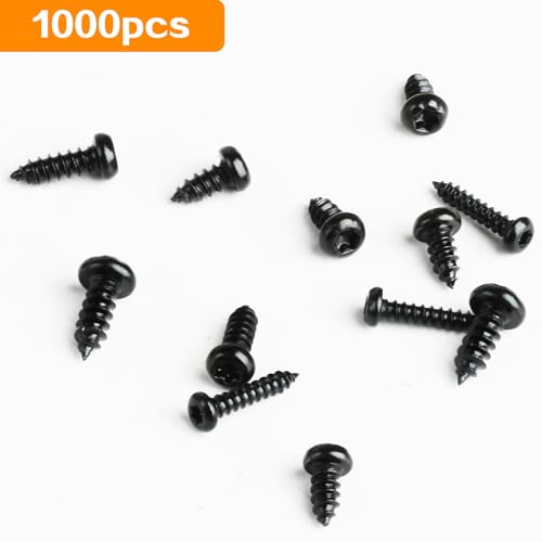 1000 Stk Blechschrauben Selbstschneidende Schrauben, TORX Schrauben Schwarze, M2 M2,3 M2,6 M3 Karosserieschrauben, Bohrschrauben, Linsenkopfschrauben Torx Flachkopf Schrauben, Holzschrauben