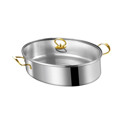 Gcljlmy Oval Fish Steamer Fish Poacher Portable Oven Roaster Roasting Pan Steam Pot for Cornbread Seafood Potatoes Vegetables Eggs (Gold)
