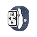 Produktbild Apple Watch SE (2. Generation) GPS + Cellular 44 mm Smartwatch mit Aluminiumgehäuse in Silber und Sportarmband in Denim (M/L). Fitness und Schlaftracker, Unfallerkennung, Herzfrequenzmesser