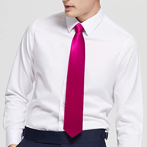 Image of Luckyvestir Mens Tie Solid Satin Neck Ties 3.15'' Formal Necktie for Wedding Business Christmas Father's Valentine's Day Gift
