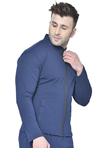 Image of CHKOKKO Men Polyester Winter Sports Gym Track Zipper Stylish Standard Length Jacket