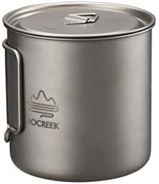 ROCREEK 550ml Titanium Cup Backpacking Pot Camping Hiking Mug Foldable handle with Lid