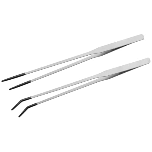 MVOLEGDE 2 Stück Pinzette Lang, Edelstahl Mit Gummispitze Aquarium Pinzette Lang, 27CM Erade/Gebogen Futterpinzette, Silbrig Pinzettes Aquarium, für Eidechsen Wasserpflanze Pflanzenpinzette MVOLEGDE 2 Stück Pinzette Lang, Edelstahl Mit Gummispitze Aquarium Pinzette Lang, 27CM Erade/Gebogen Futterpinzette, Silbrig Pinzettes Aquarium, für Eidechsen Wasserpflanze Pflanzenpinzette