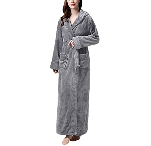 Peignoir d'hiver long homme en flanelle épaisse à capuche pour grand froid