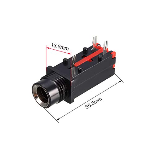 uxcell conector jack estéreo 6.35mm 3 pines PCB 6 piezas miniatura 2