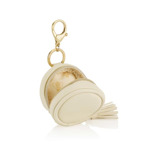 Image of Itzy Ritzy Pacifier Holder Case with Clip - Pacifier Case Includes Clasp to Easily Attach to a Diaper Bag or Purse, Measures 2.5 inch in Diameter and Holds 2 Pacifiers (Milk & Honey)