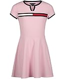 Tommy Hilfiger Girls' Short Sleeve Flag Dress, Sporty Style with Classic Logo Design & Taping Trim, Rose Shadow, 7